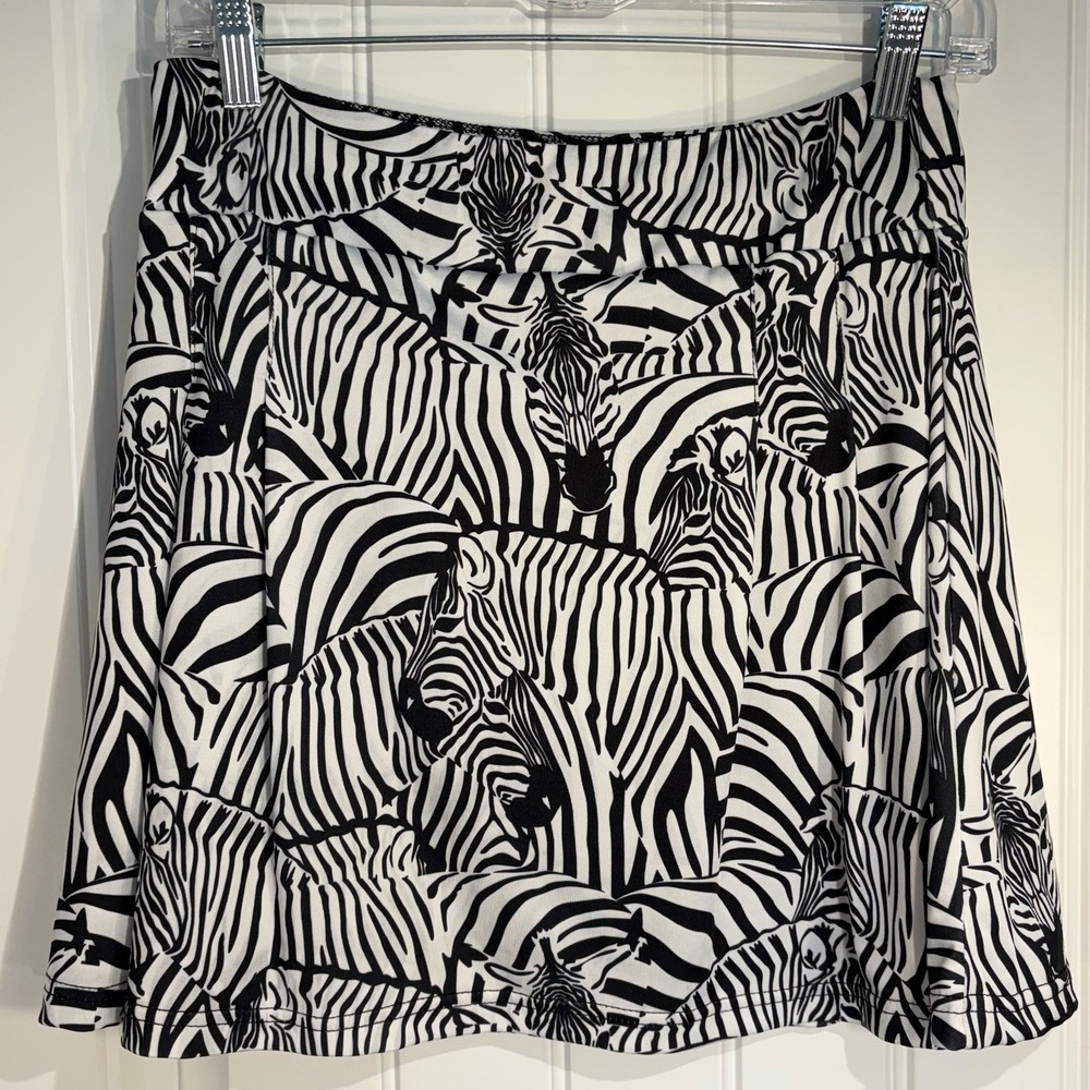 Xrs3Chic Zebra Print Golf Tennis Athletic Skort Women's Med Pockets w/ Stretch